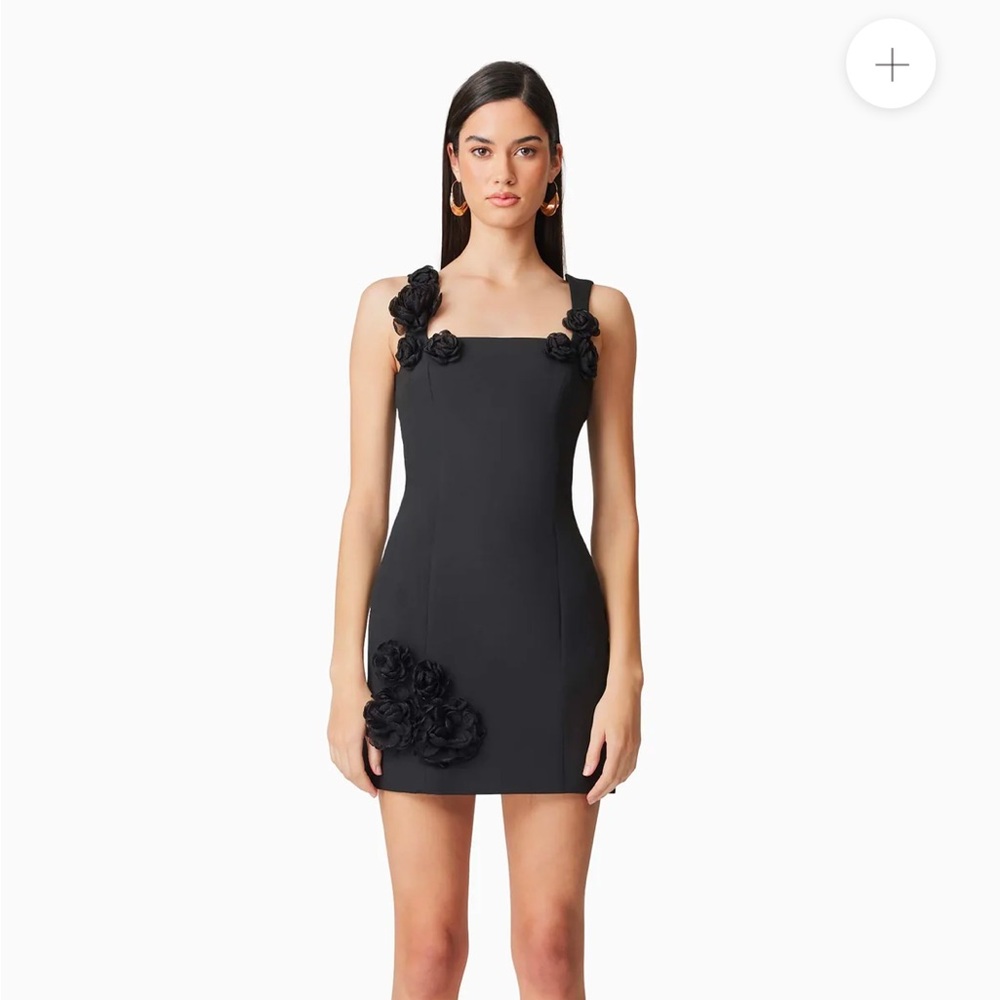 Elliatt Trompe 3D Floral Mini Dress Black